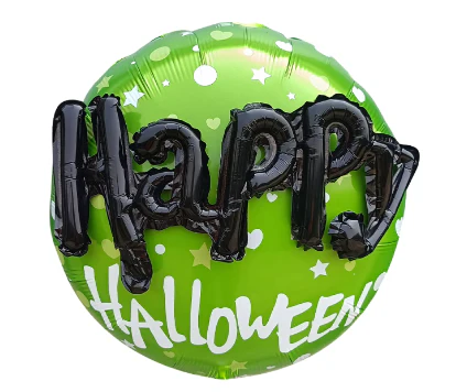 22" (2 Piece) 3D Happy Halloween Foil Balloon Green