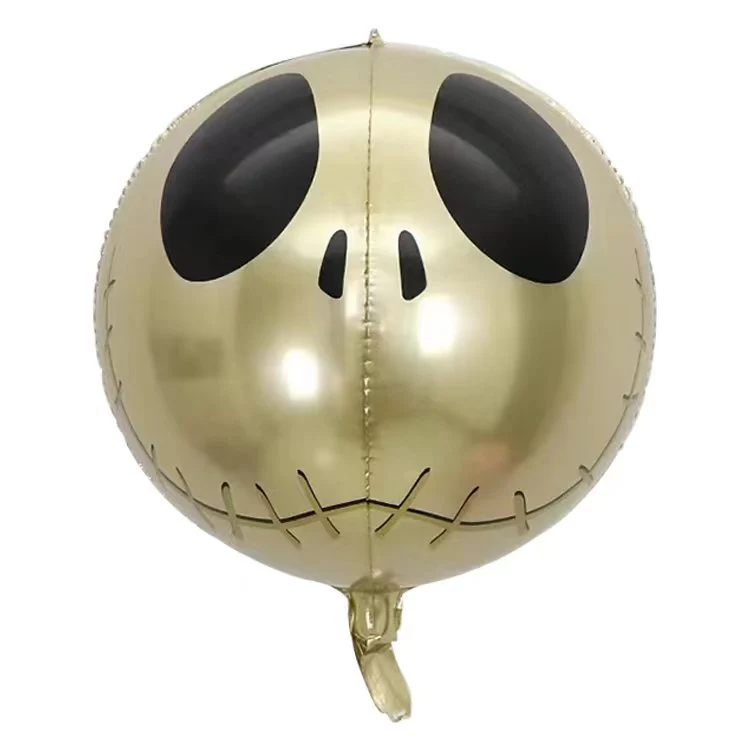 22" 4D Skull Print Foil Balloon Gold