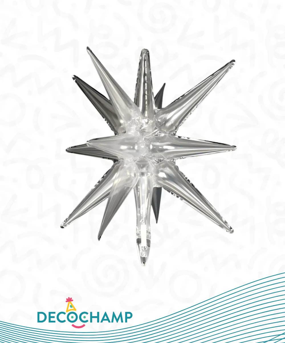 22" Airfill Decor Only Decochamp Brand Deco Starburst Clear Foil (One Piece) Balloon