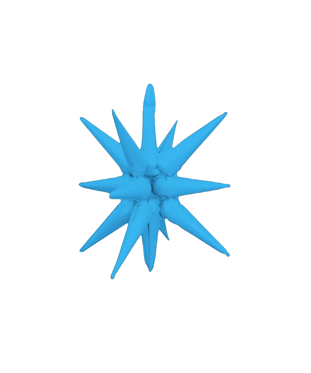 22" Airfill Only Neon Blue Deco Starburst (One Piece) Balloon
