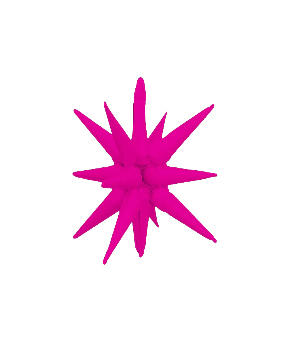 22" Airfill Only Neon Pink Deco Starburst (One Piece) Balloon