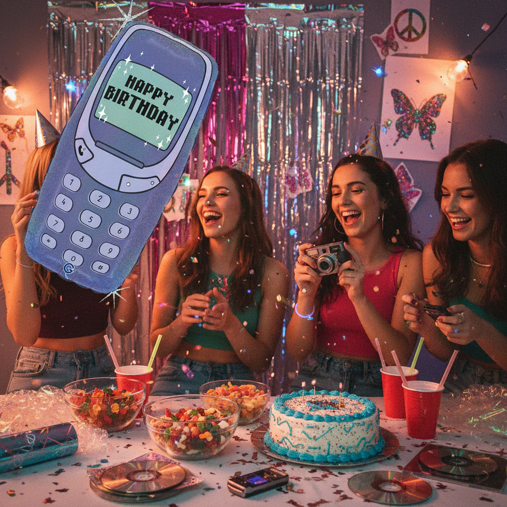 23" 00's Happy Birthday Phone Foil Balloon - Image 2