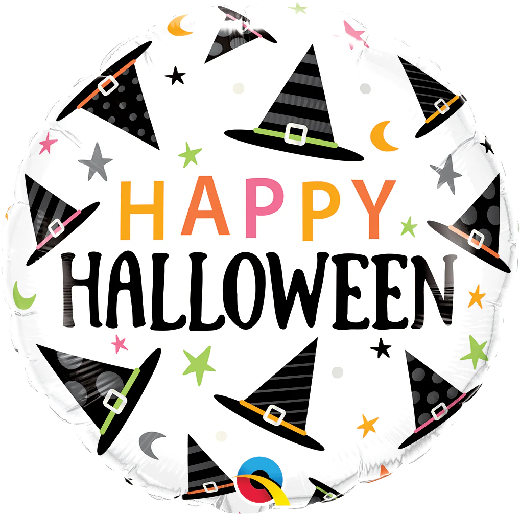 18" Halloween Witches Hats Pattern Foil Balloon