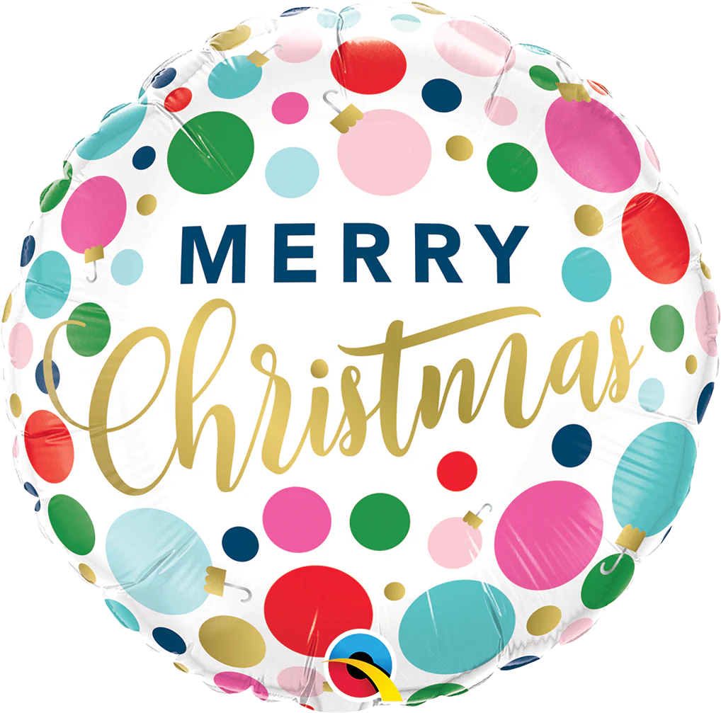 18" Christmas Dots & Ornaments Foil Balloon