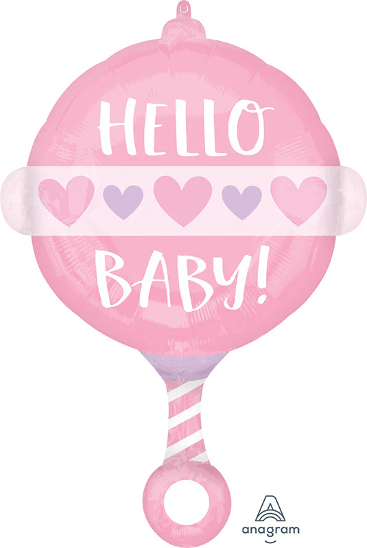24" Baby Girl Rattle Foil Balloon