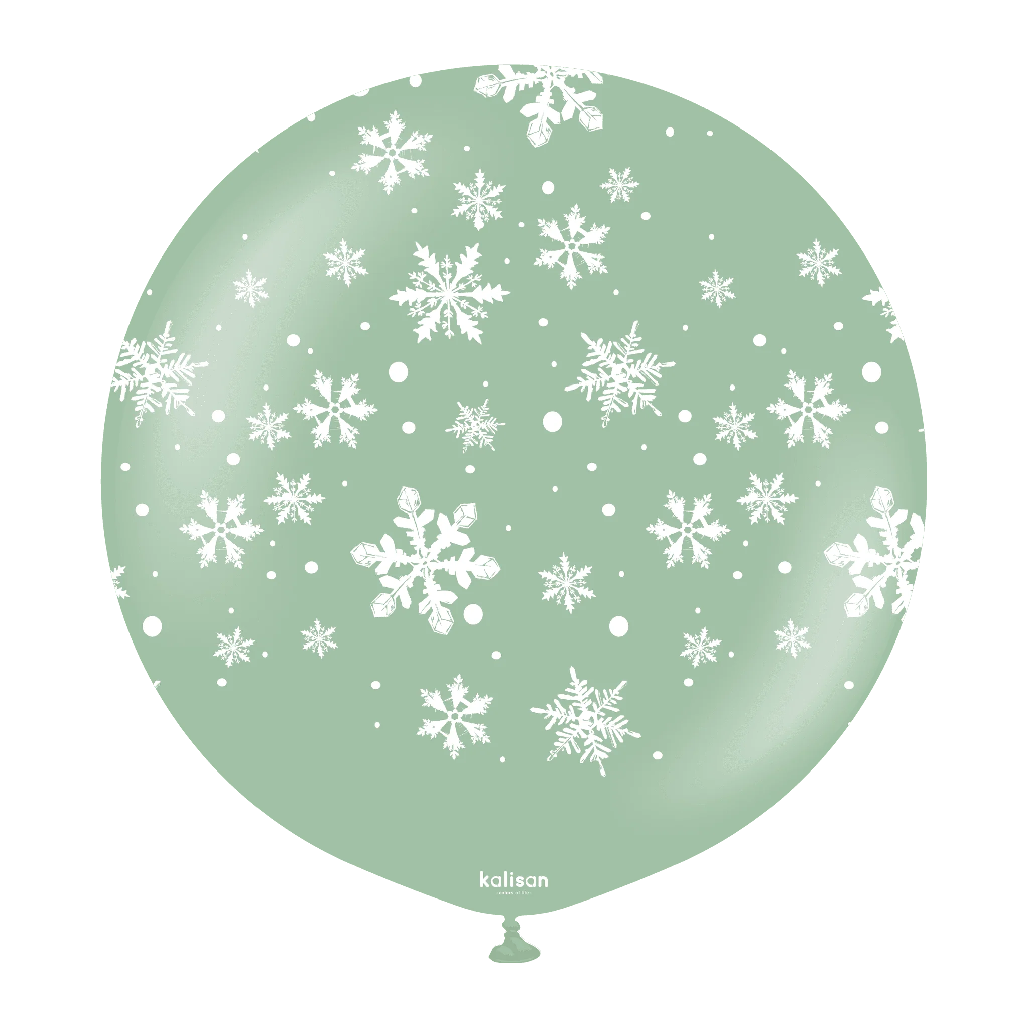 24" Christmas Snowflake Winter Green Kalisan Printed Latex Balloons (1 Per Bag)