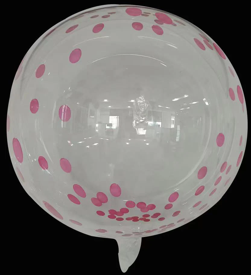 24" Dot Printed Bobo Balloon Pre Stretched Red (10 Per Bag)