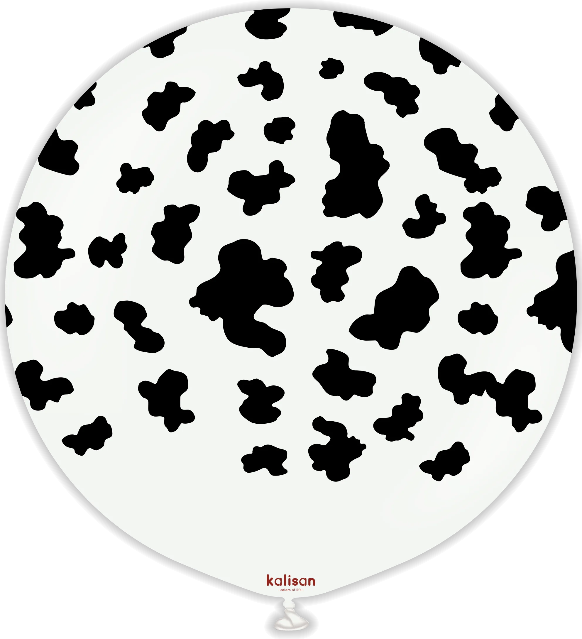 24" Kalisan Safari Cow White (Printed Black-1 Per Bag) Latex Balloons