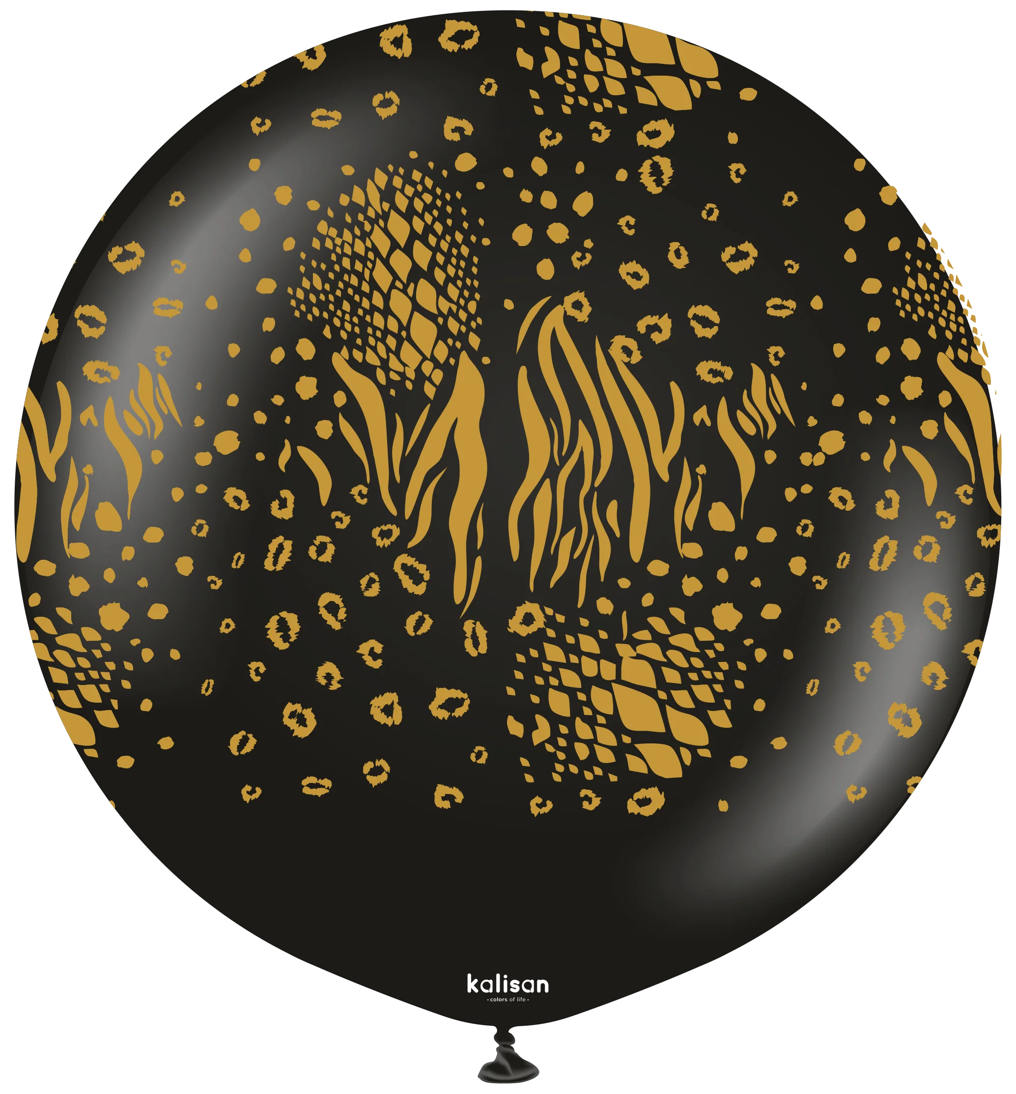 24" Kalisan Safari Mutant Black (Printed Gold-1 Per Bag) Latex Balloons
