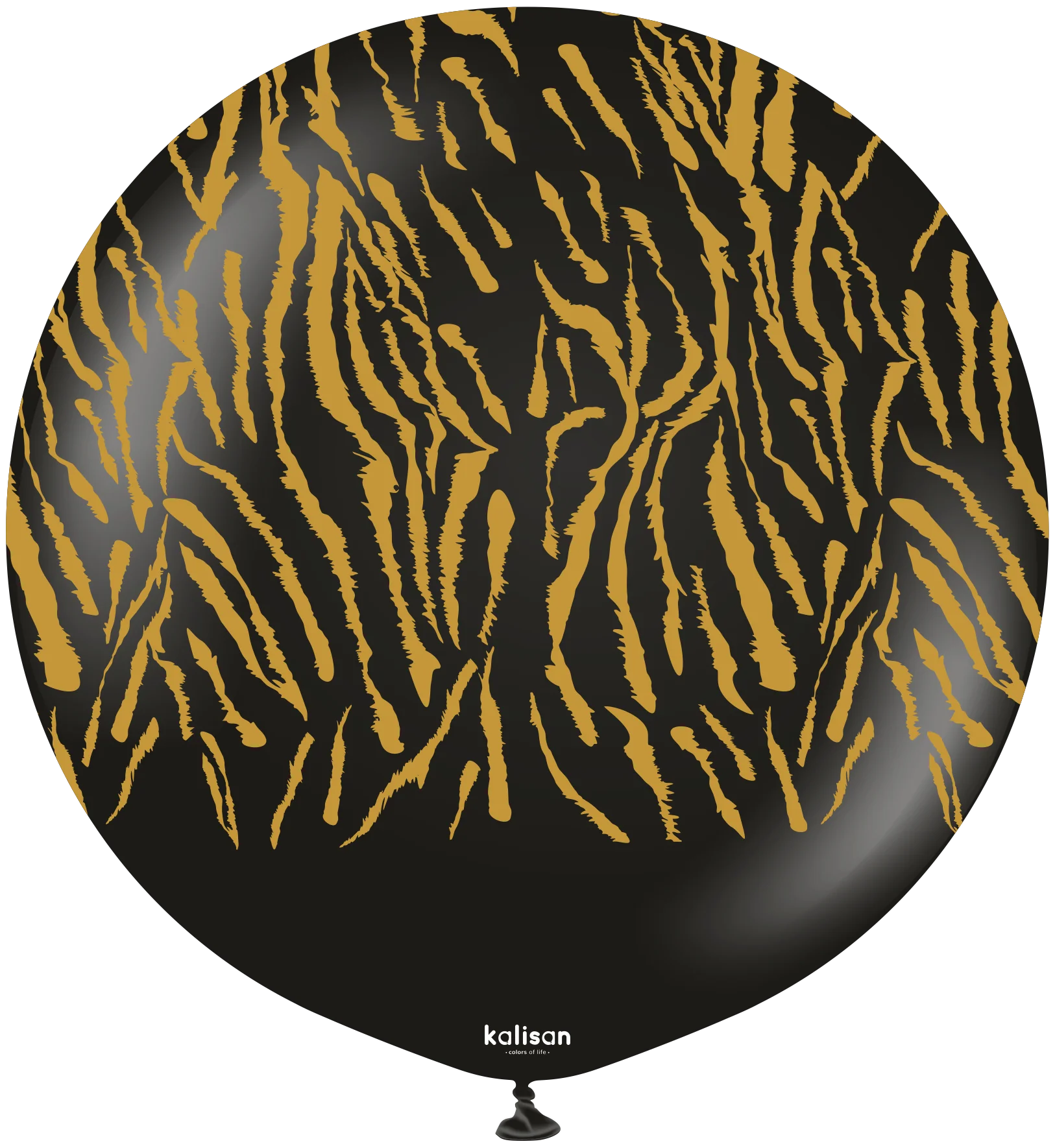 24" Kalisan Safari Tiger Black (Printed Gold-1 Per Bag) Latex Balloons