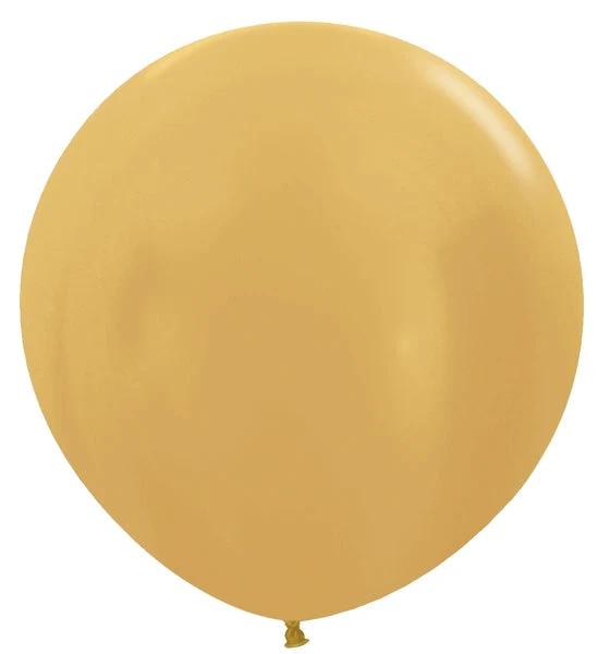 24" Latex Balloons (3 Per Bag) Metallic/Pearl Gold Sempertex/Betallatex