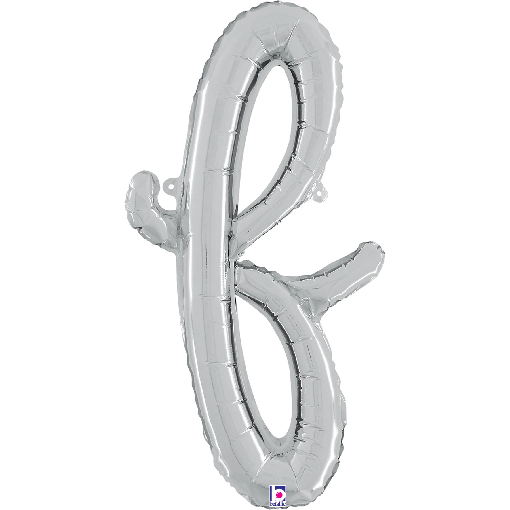 24" Air Filled Only Script Letter "F" Silver Foil Balloon (Sticks Sold Separately)