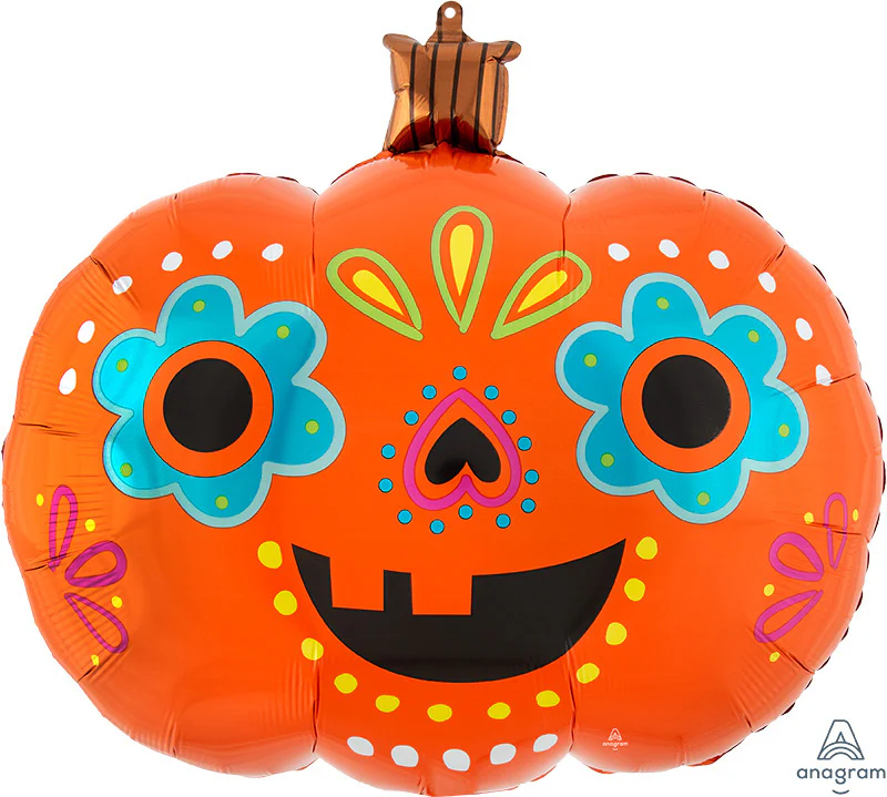 24" SuperShape Day of the Dead Pumpkin Foil Balloon