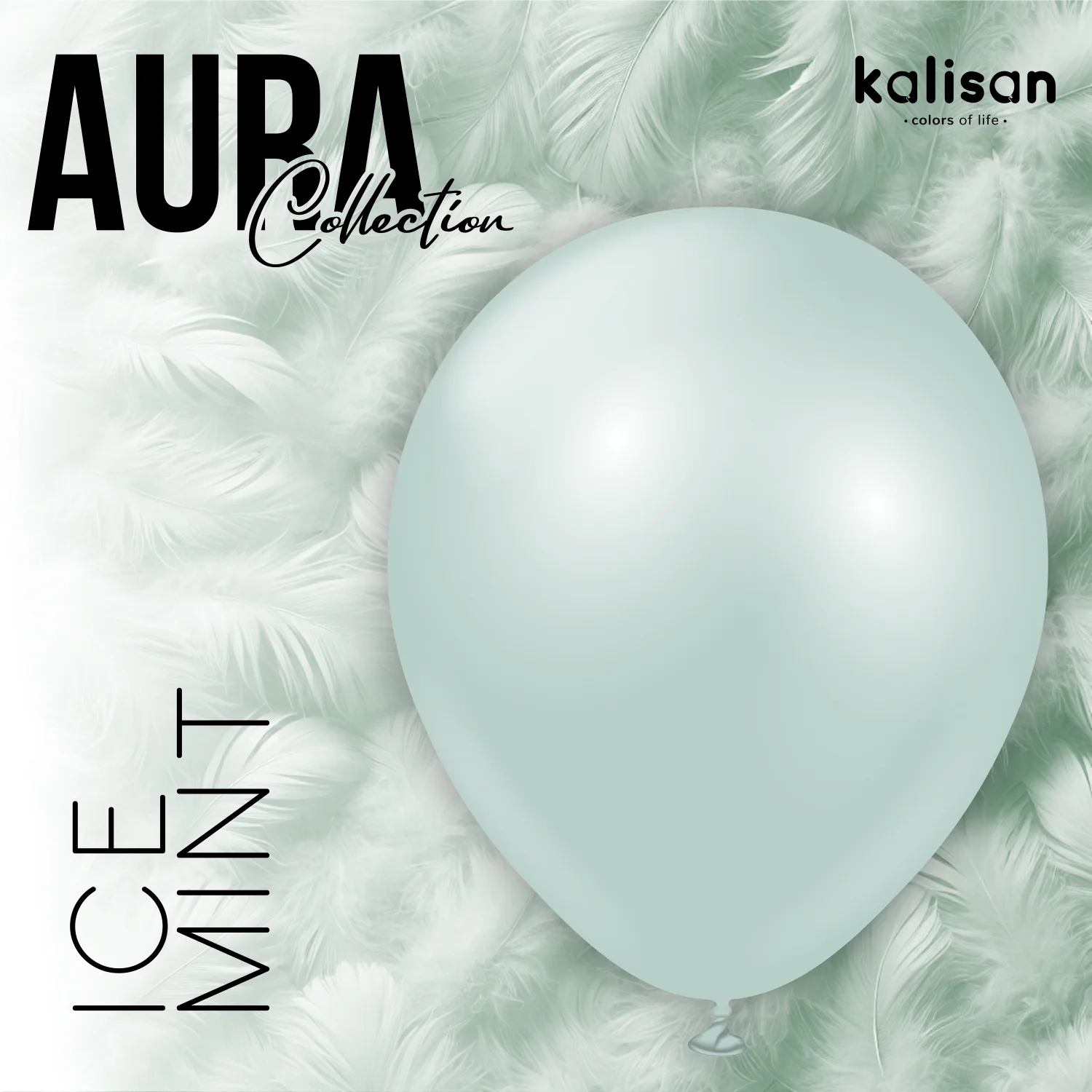 24" Kalisan Brand Latex Balloons Aura Ice Mint (2 Per Bag) - Image 4