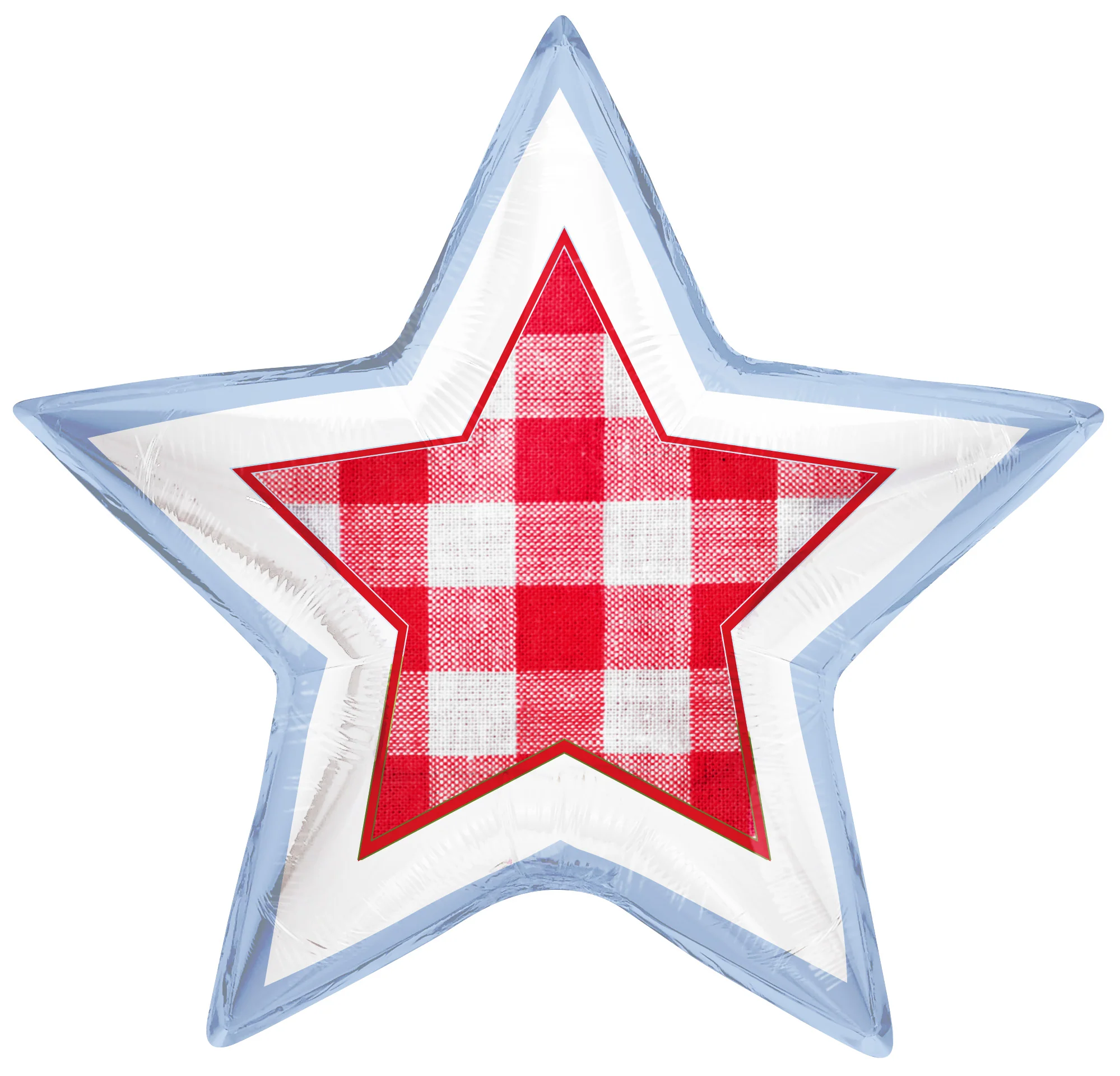 24" Star USA Patriotic Picnic Gingham Star Foil Balloon