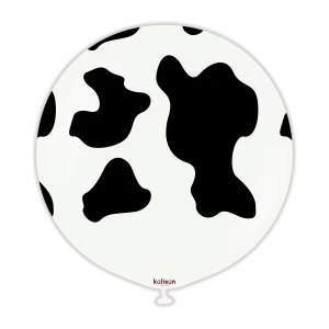 24" Kalisan Safari Large Cow White (Printed Black-1 Per Bag) Latex Balloons