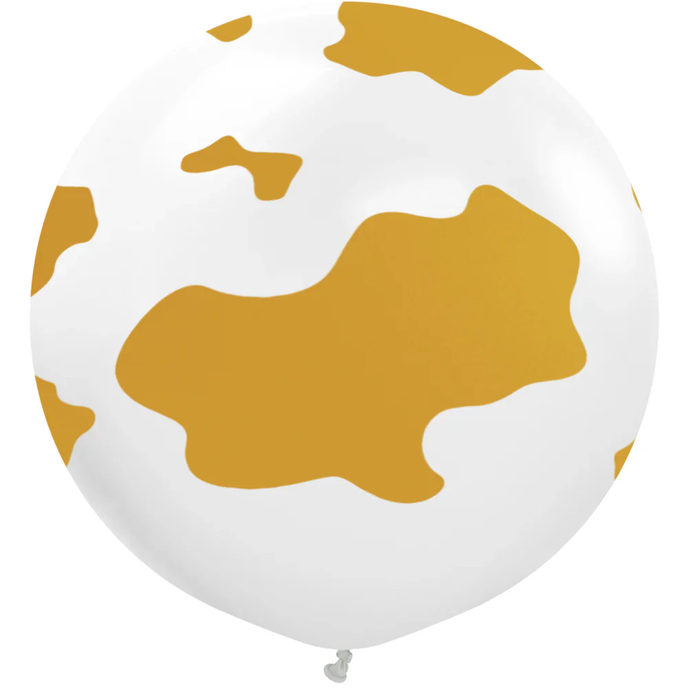 24" Kalisan Safari Large Cow White (Printed Gold-1 Per Bag) Latex Balloons