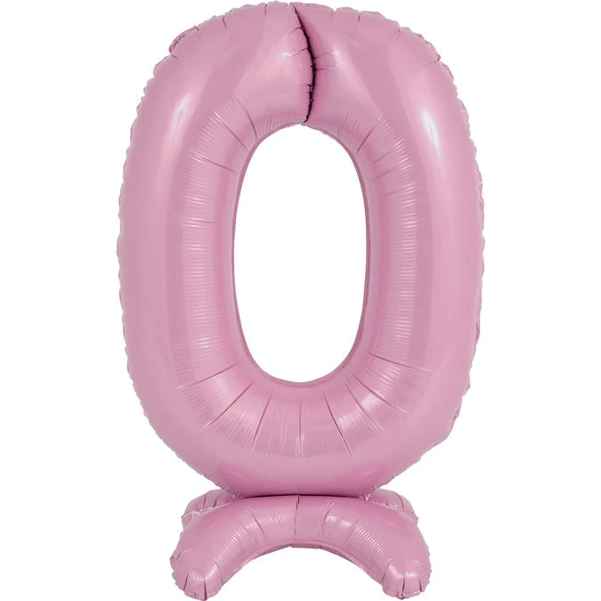 25" Number Standup 0 Pastel Pink Foil Balloon