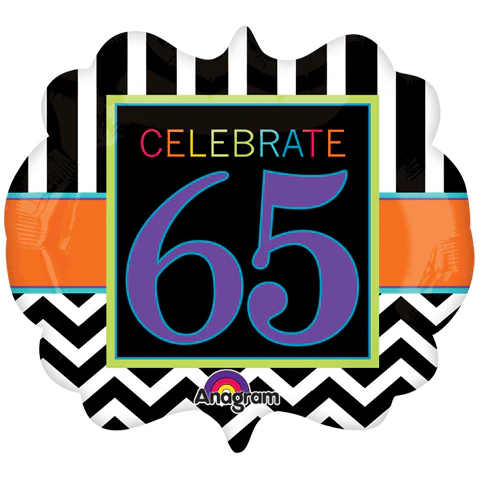25" SuperShape Birthday Celebration 65 Balloon Packaged