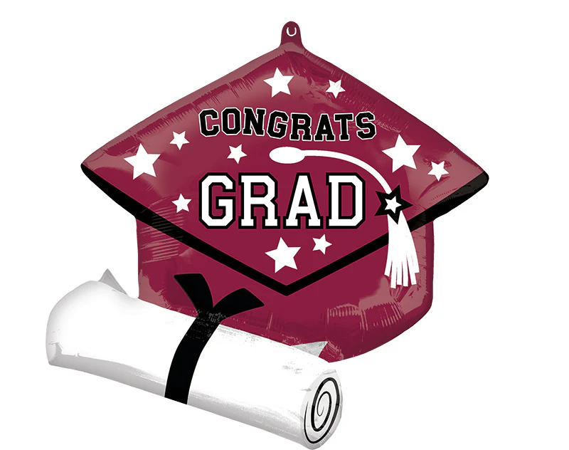 25" SuperShape School Colors Be True to Your School Grad - Berry Foil Balloon
