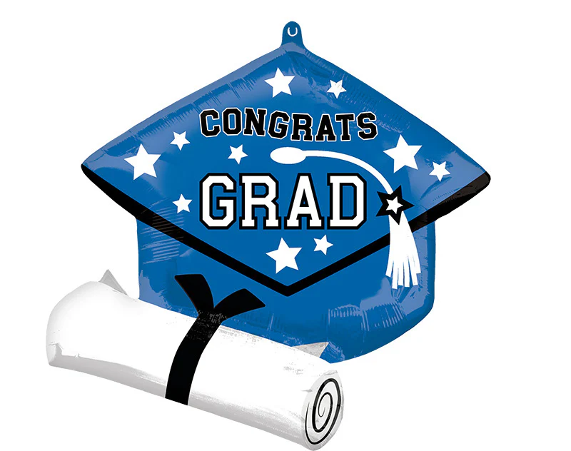 25" SuperShape School Colors Be True to Your School Grad - Blue Foil Balloon