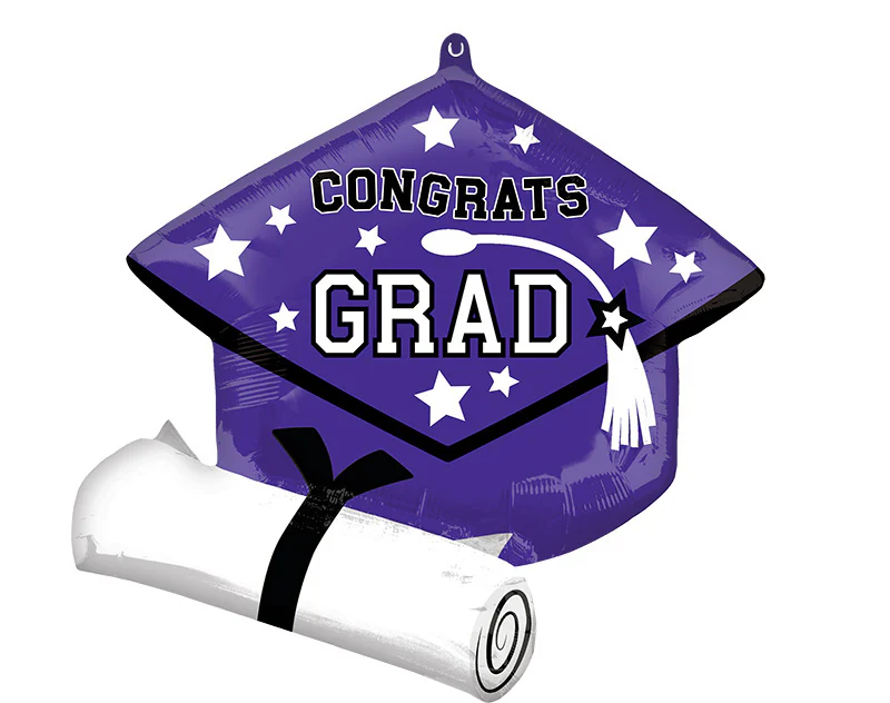 25" SuperShape School Colors Be True to Your School Grad - Purple Foil Balloon