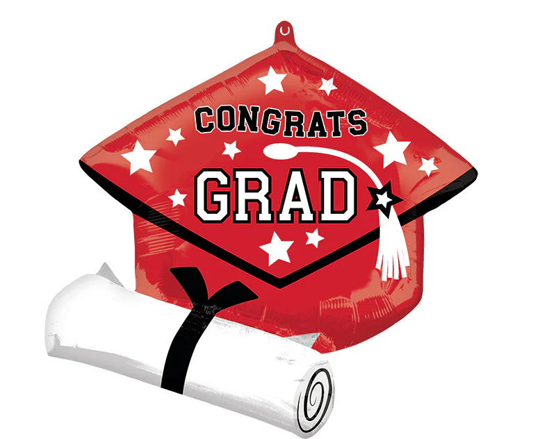 25" SuperShape School Colors Be True to Your School Grad - Red Foil Balloon