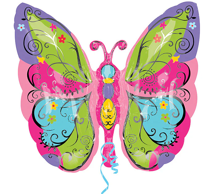 25" SuperShape Whimsical Garden Butterfly Balloon