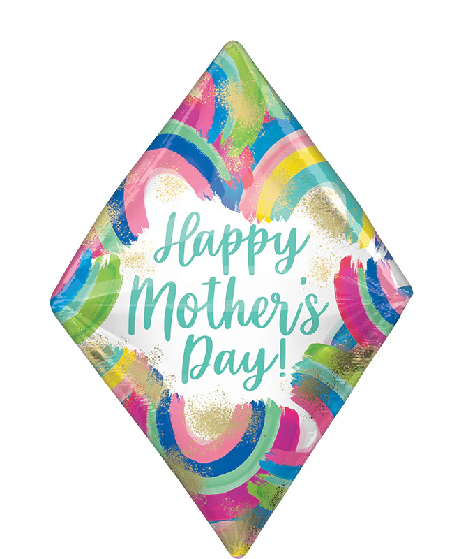 25" UltraShape Anglez Happy Mother's Day Painted Rainbows Foil Balloon