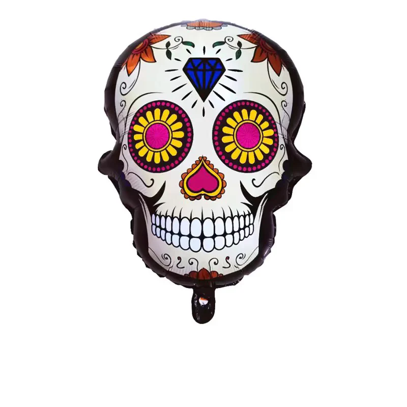 25" Sugar Skull Day Of The Dead (Dia De Los Muertos) Blue Diamond Foil Balloon