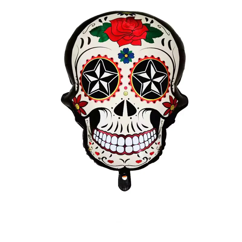 25" Sugar Skull Day Of The Dead (Dia De Los Muertos) Red Rose Foil Balloon