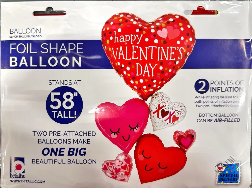 58" Shape Special Delivery Valentine Happy Hearts Foil Balloon - Image 2
