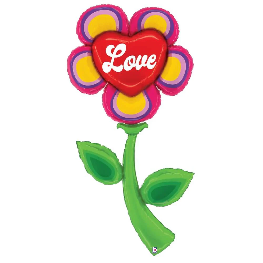 63" Shape (Bottom Air-Filled) Fresh Pick Retro Love Flower Foil Balloon