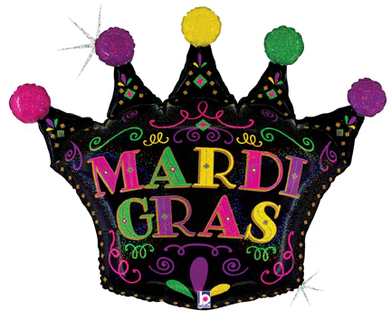 30" Mardi Gras Filigree Crown Foil Balloon