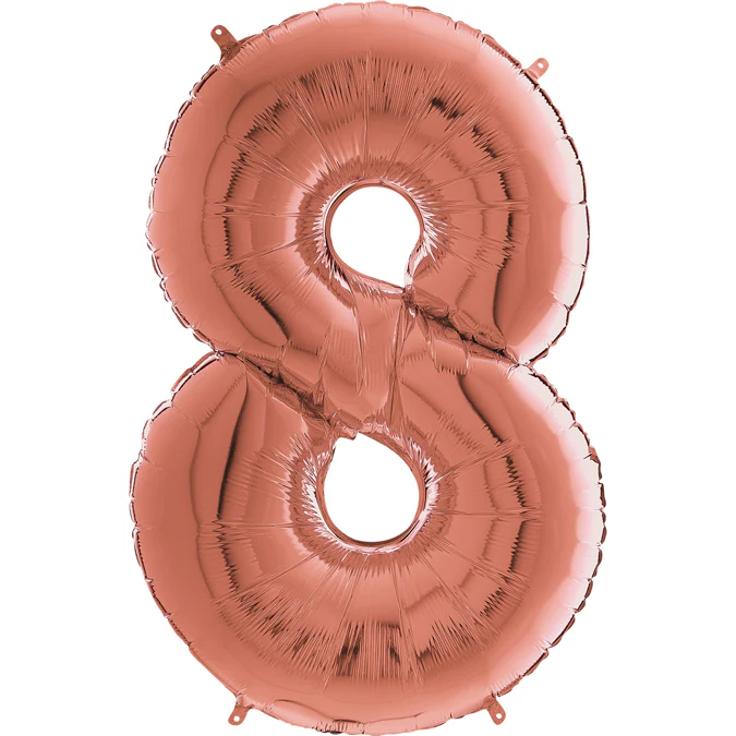 26" Midsize Foil Shape Balloon Number 8 Rose Gold