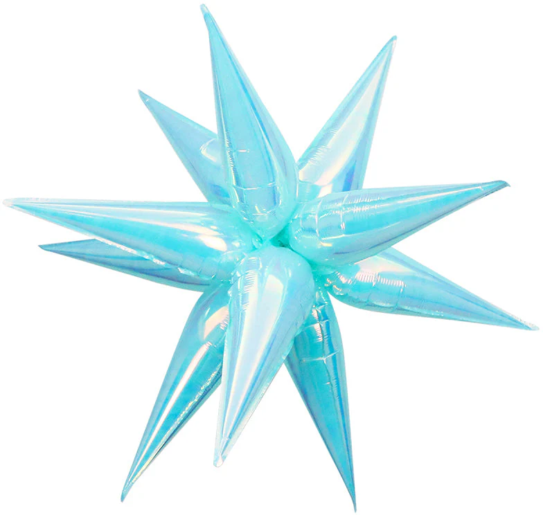 26" Airfill Decor Only Pearl Lustrous Iridescent Blue Starburst (12 Piece Kit) Balloon