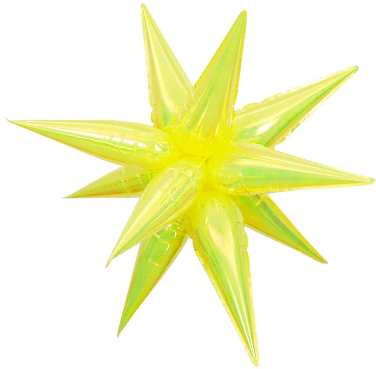 26" Airfill Decor Only Pearl Lustrous Iridescent Yellow Starburst (12 Piece Kit) Balloon