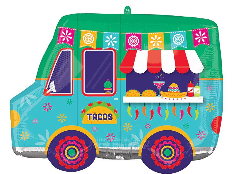 26" Fiesta Time Taco Truck SuperShape Foil Balloon