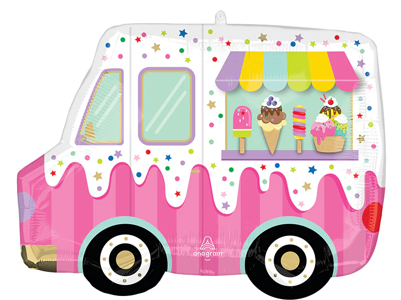 26" Here's the Scoop Ice Cream Truck SuperShape Foil Balloon