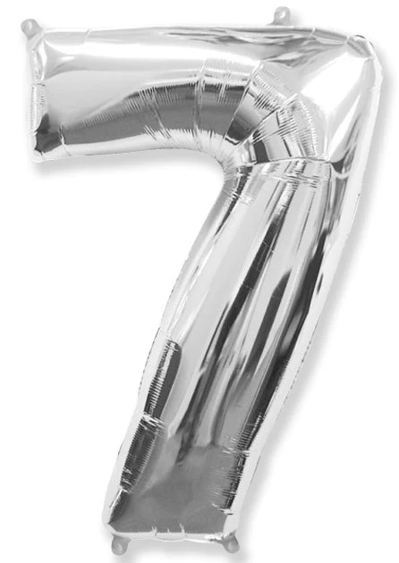 26" Inflated (32" Approx Uninflated) Flexmetal Medium Size Foil Balloon Number "7" Silver