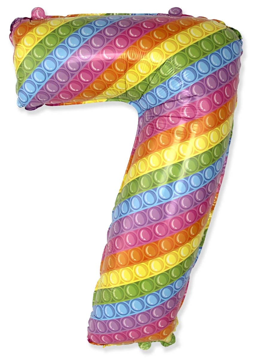 26" Inflated (32" Approx Uninflated) Flexmetal Medium Size Pop Number "7" Foil Balloon