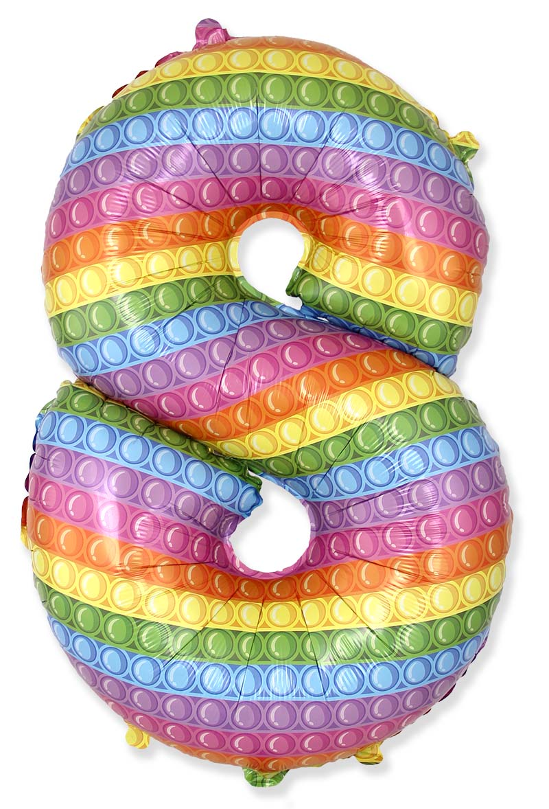 26" Inflated (32" Approx Uninflated) Flexmetal Medium Size Pop Number "8" Foil Balloon