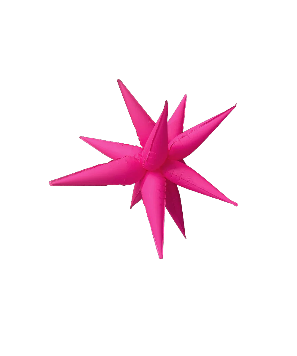 26" Airfill Only Neon Pink Deco Starburst (12 Piece Kit) Balloon