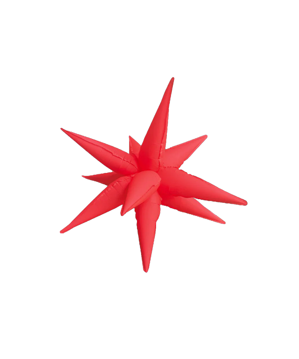 26" Airfill Only Neon Red Deco Starburst (12 Piece Kit) Balloon