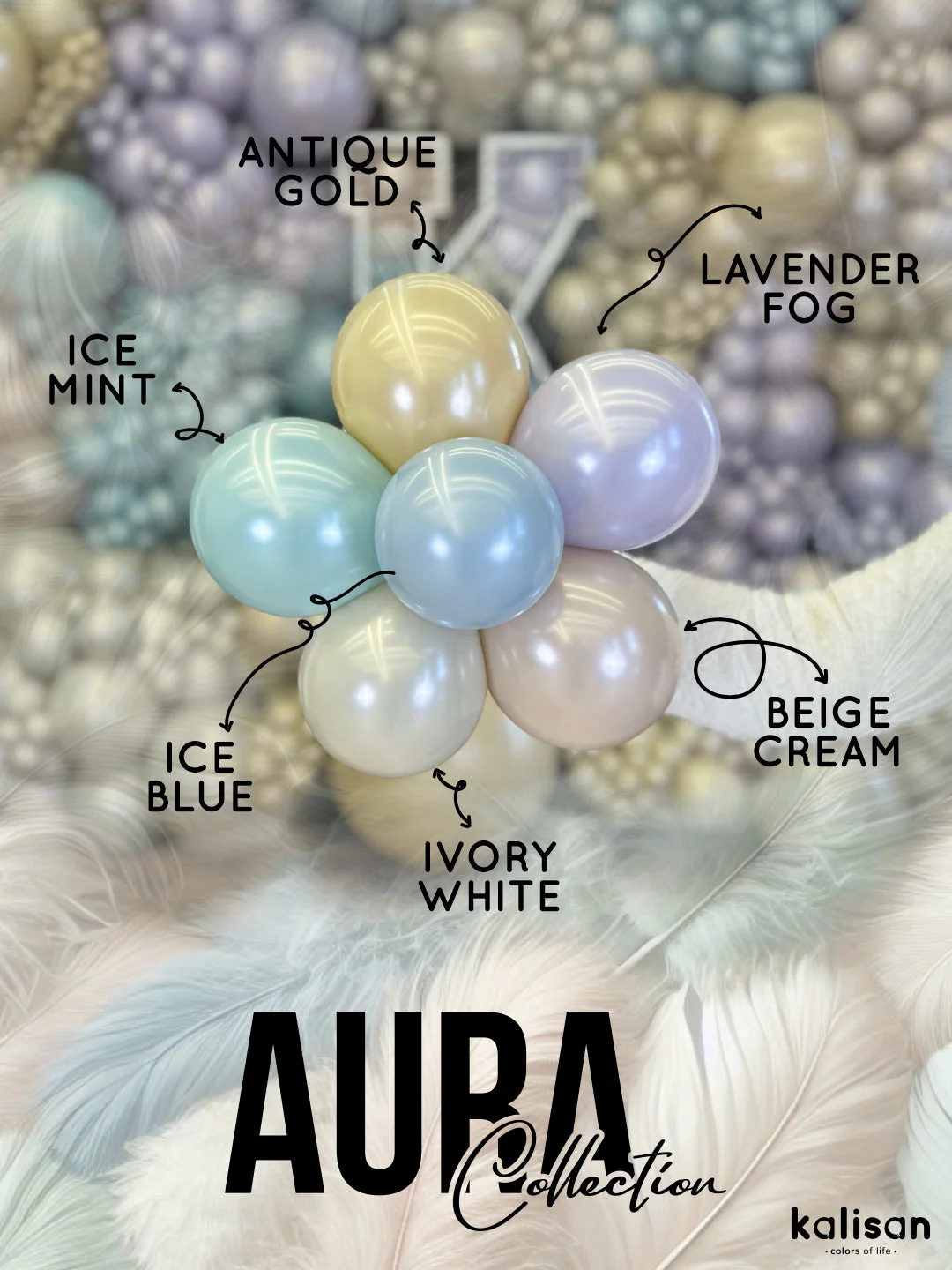 260K Kalisan Brand Twisting Latex Balloons Aura Antique Gold (50 Per Bag) Nozzle Up - Image 12