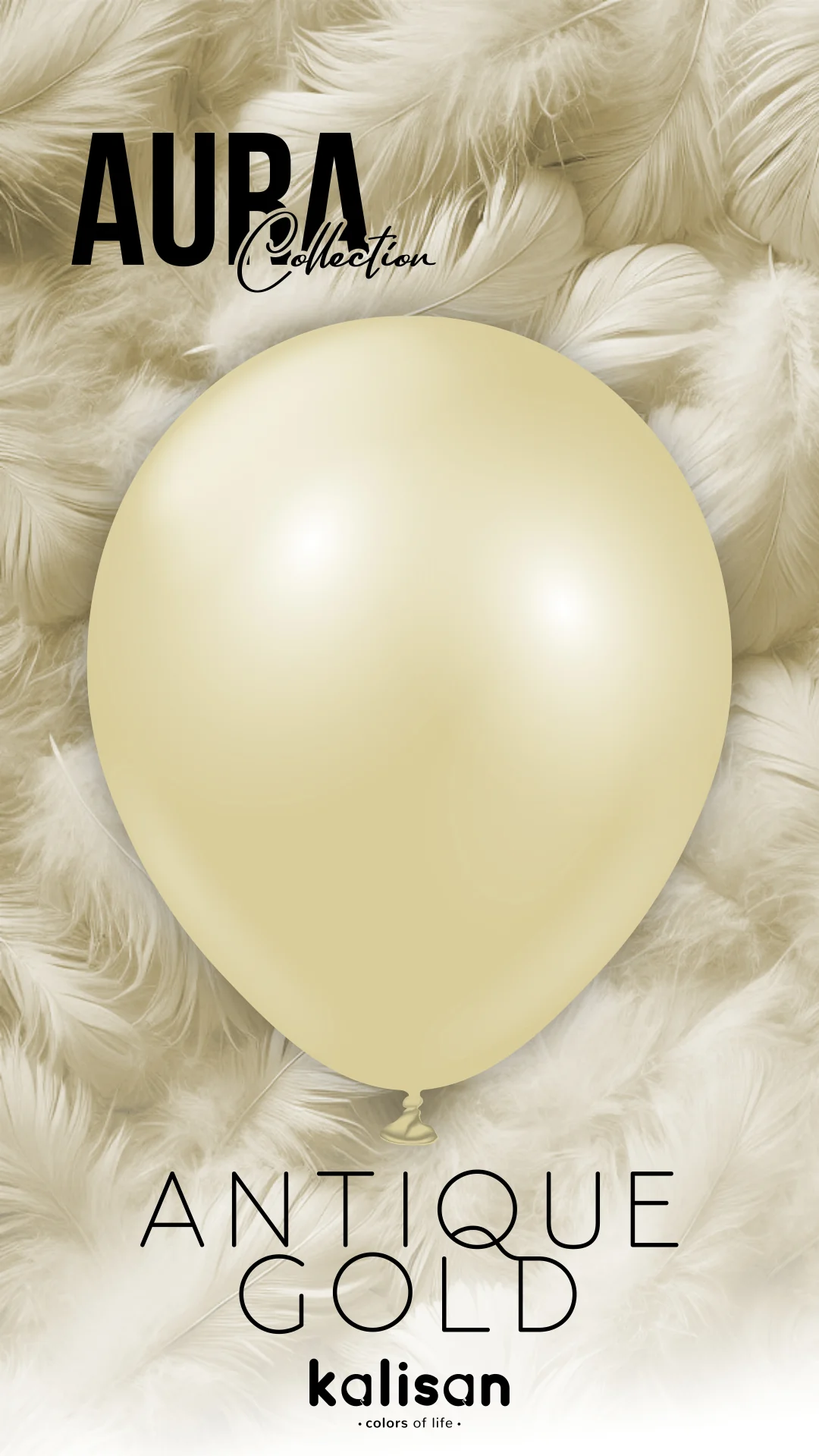 260K Kalisan Brand Twisting Latex Balloons Aura Antique Gold (50 Per Bag) Nozzle Up - Image 4