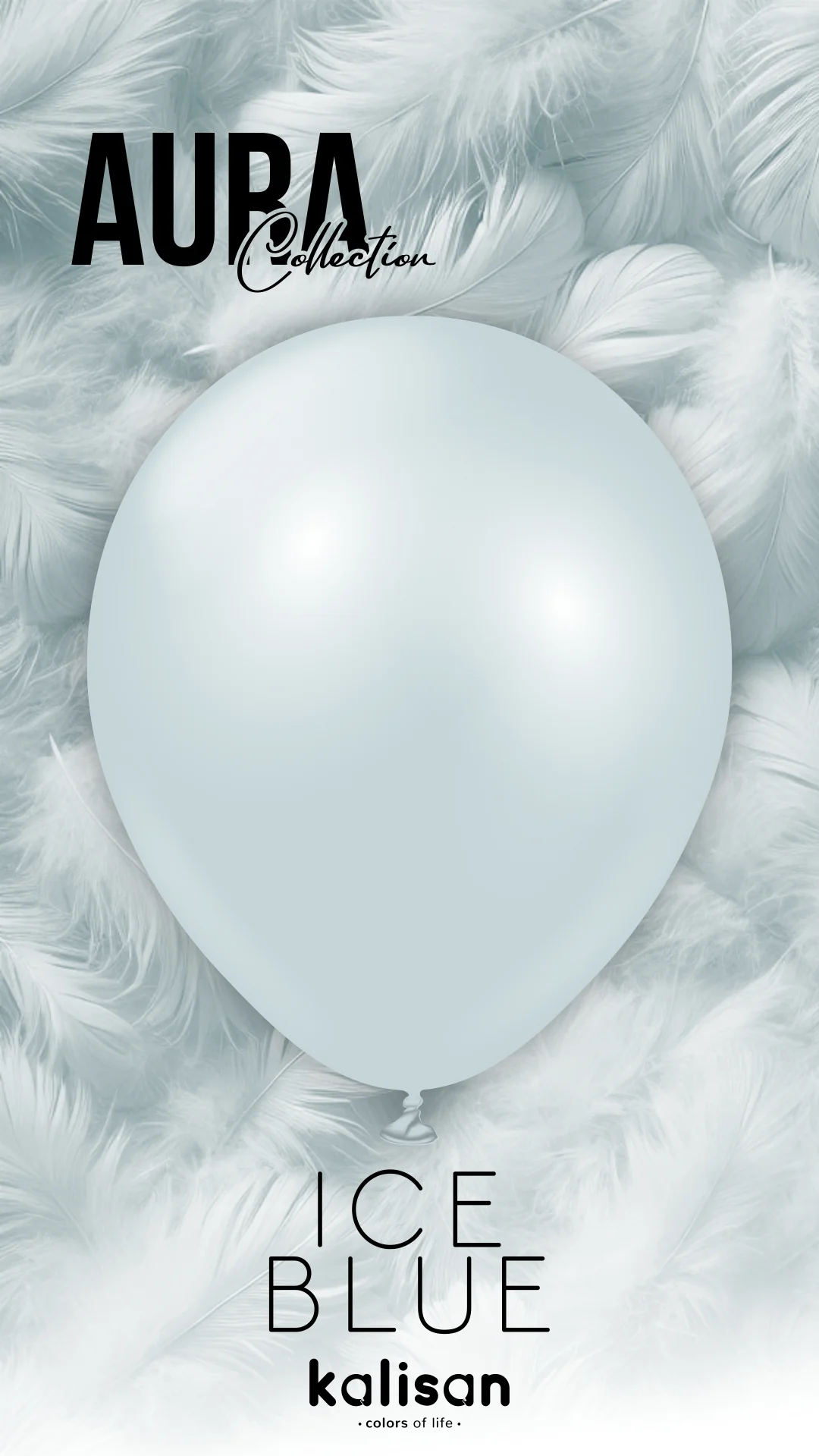260K Kalisan Brand Twisting Latex Balloons Aura Ice Blue  (50 Per Bag) Nozzle Up - Image 4
