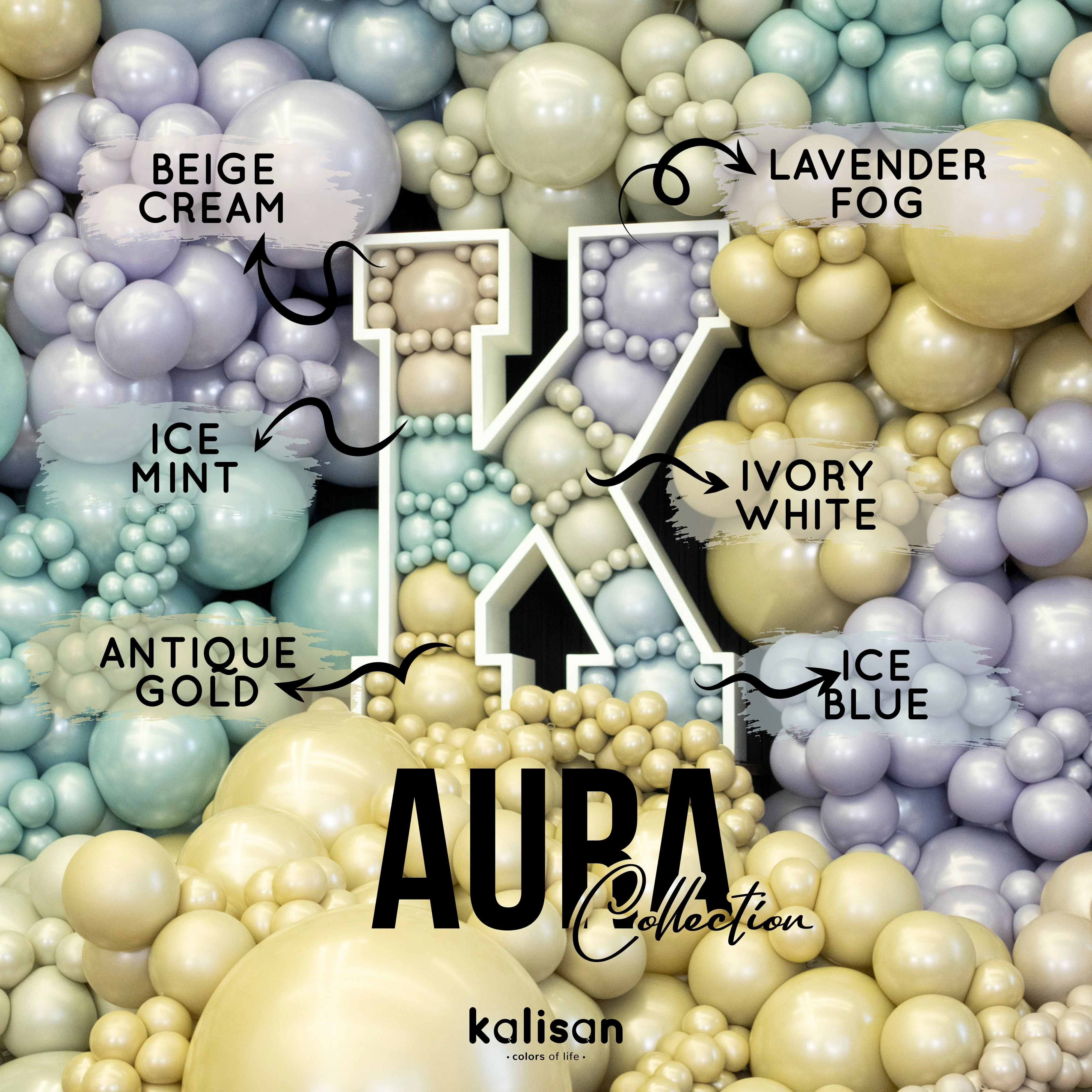 260K Kalisan Brand Twisting Latex Balloons Aura Lavender Fog  (50 Per Bag) Nozzle Up - Image 28
