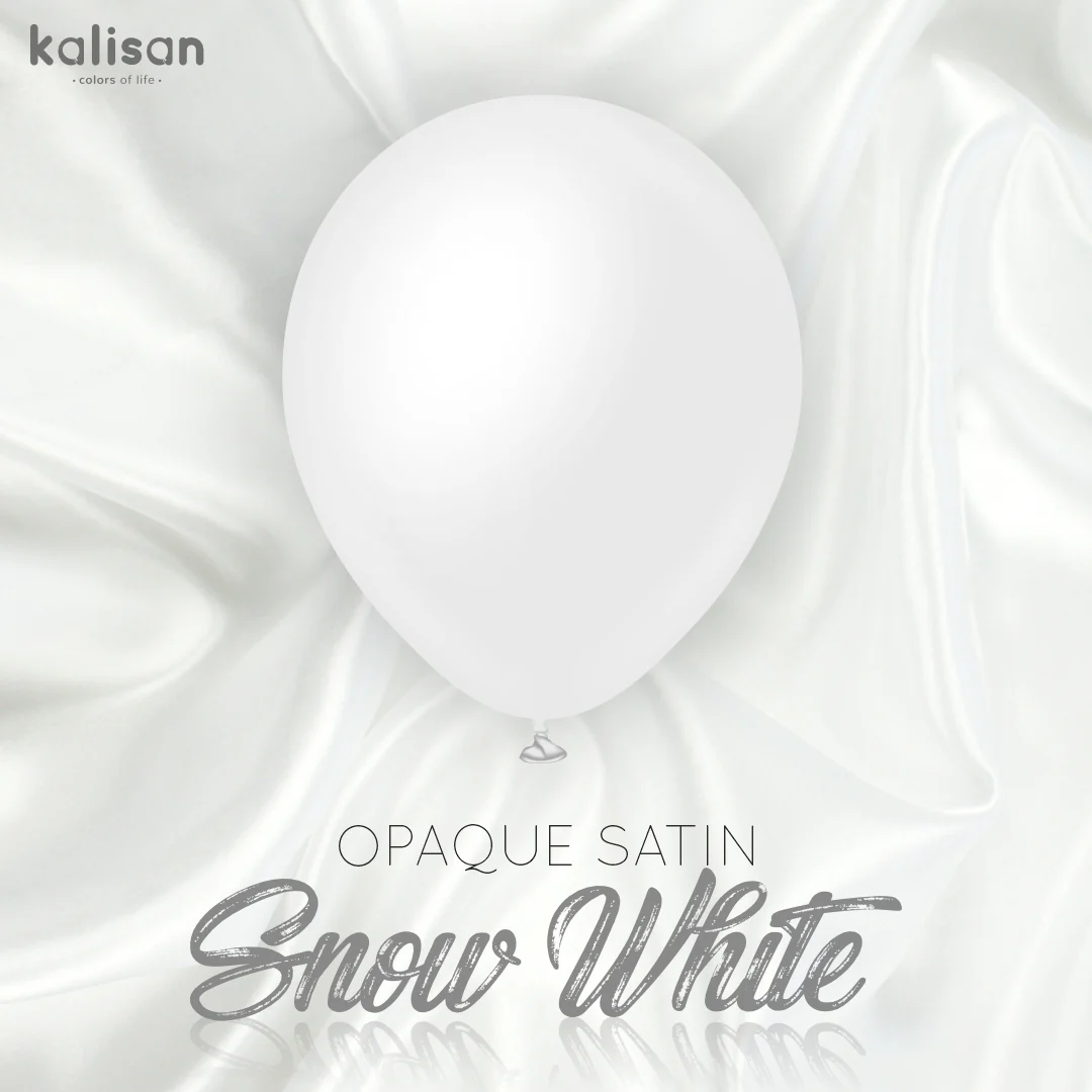 260K Kalisan Twisting Latex Balloons Opaque Satin Snow White (50 Per Bag) - Image 3