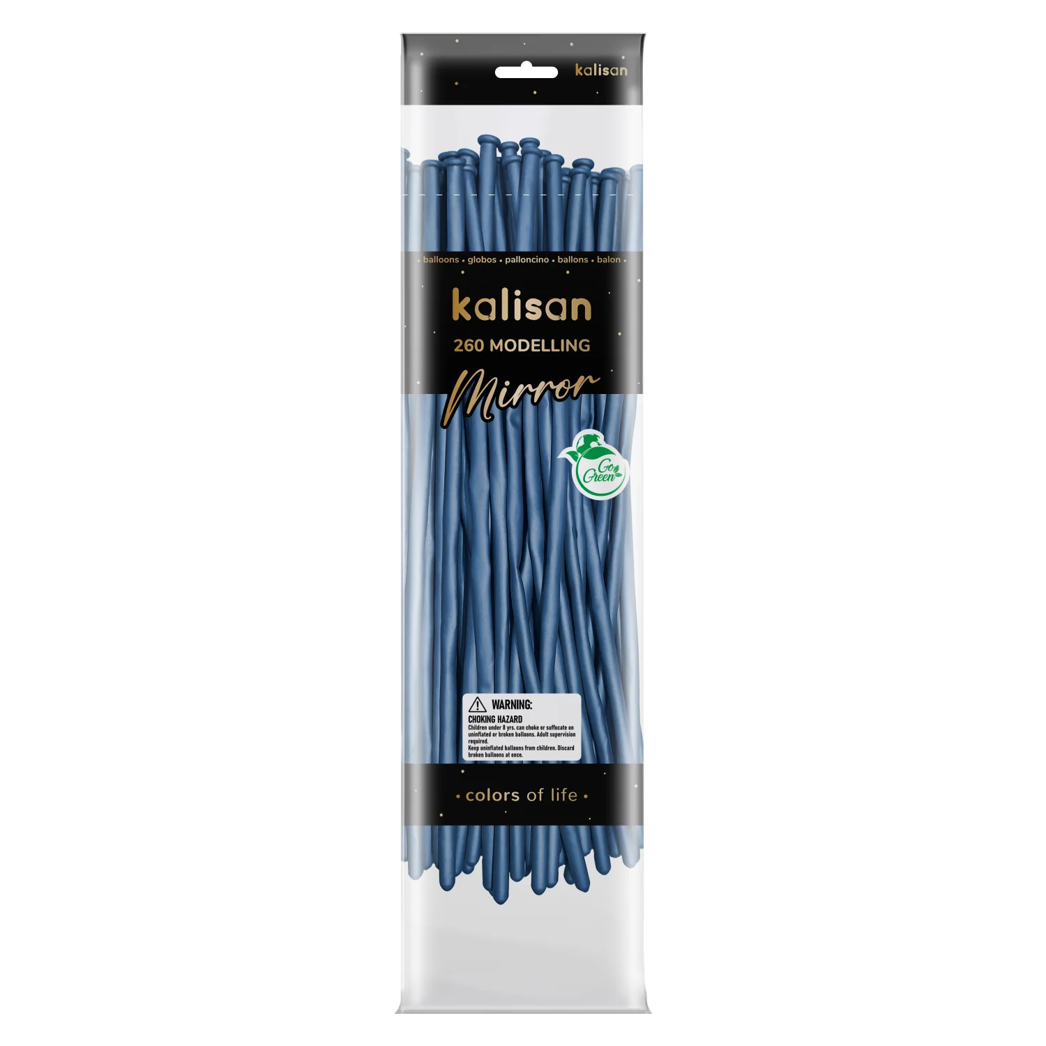 260K Nozzle Up Kalisan Twisting Latex Balloons Mirror Blue (50 Per Bag)